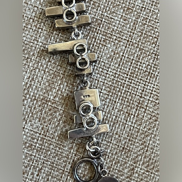 Vintage Sterling Silver Designer Multi Stone Bracelet Taxco Mexico. - Picture 5 of 10